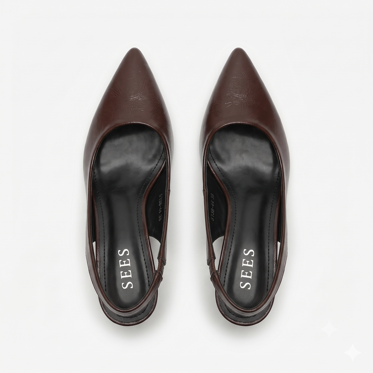 Noir Classic Slingback Pencil Heel Pumps in Coffee - The Heels India