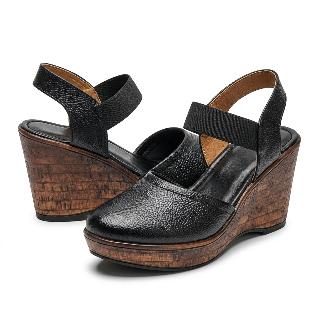 Jess Leather Platform Wedge Heel Sandals