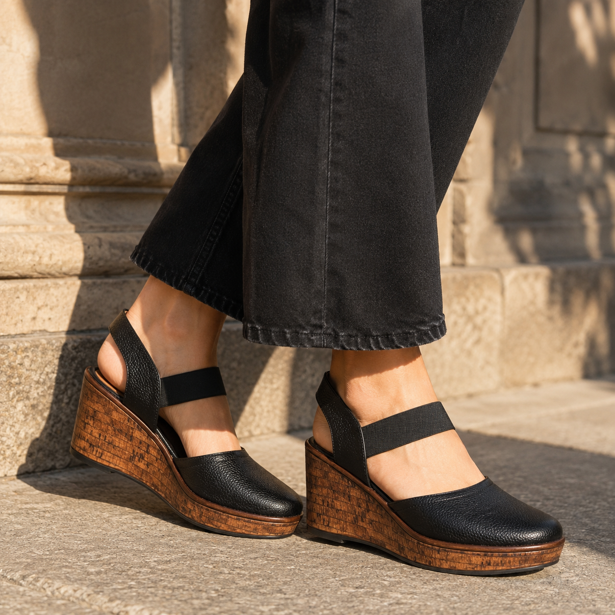 Jess Leather Platform Wedge Heel Sandals