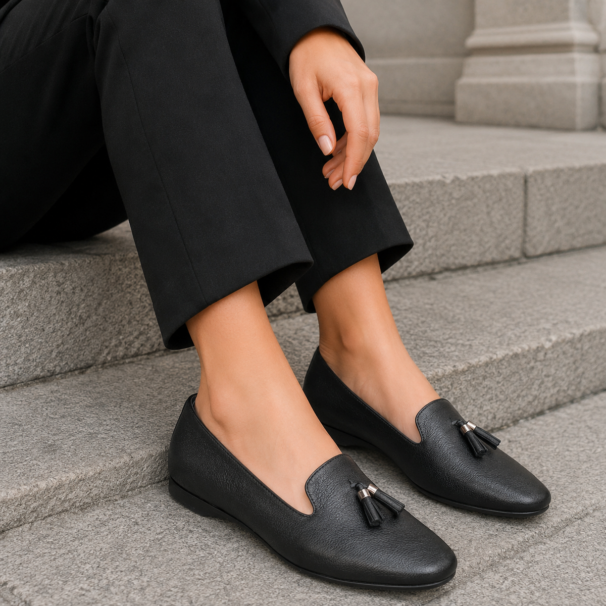 Clinton Leather Tassel Cushioned Loafers - The Heels India