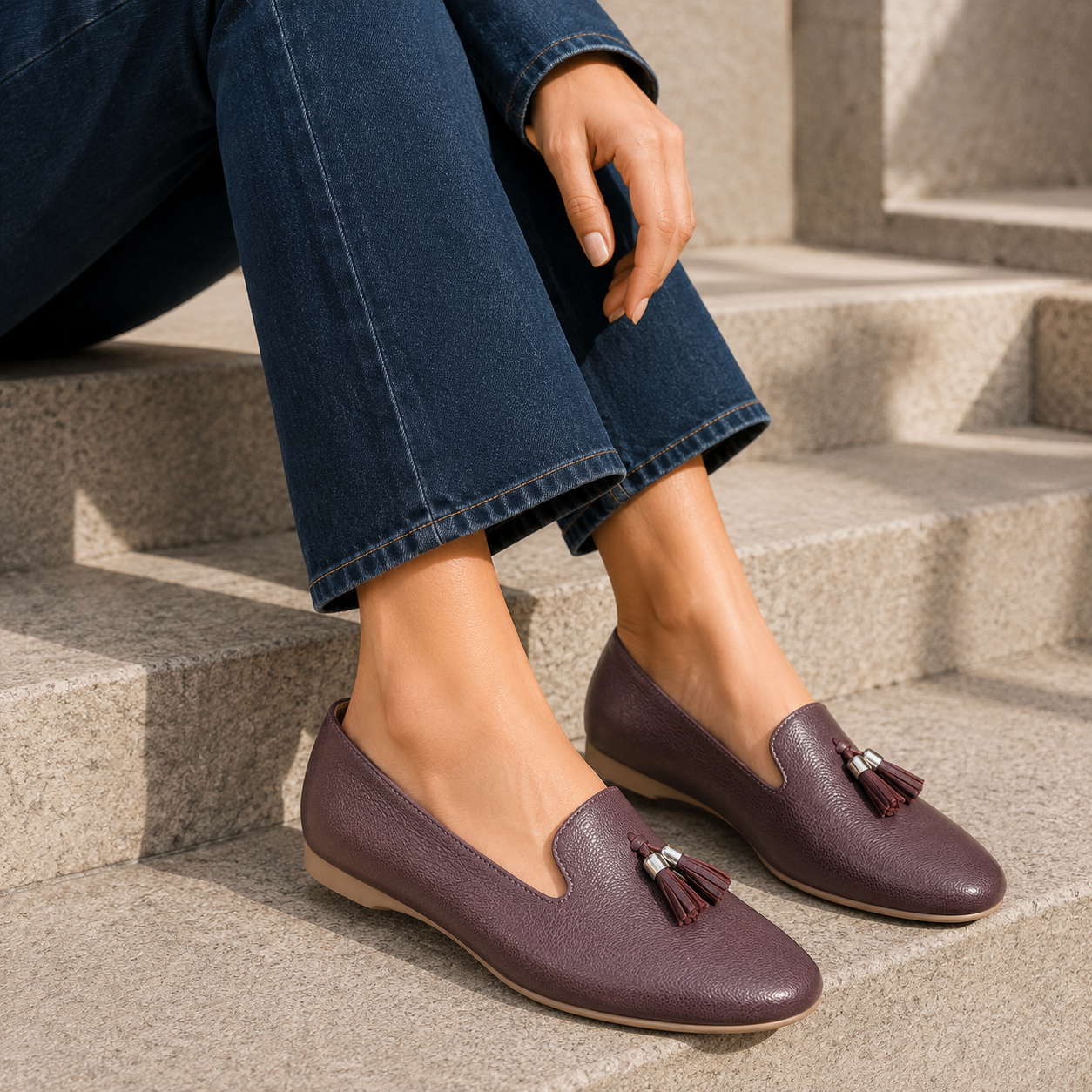 Clinton Leather Tassel Cushioned Loafers - The Heels India