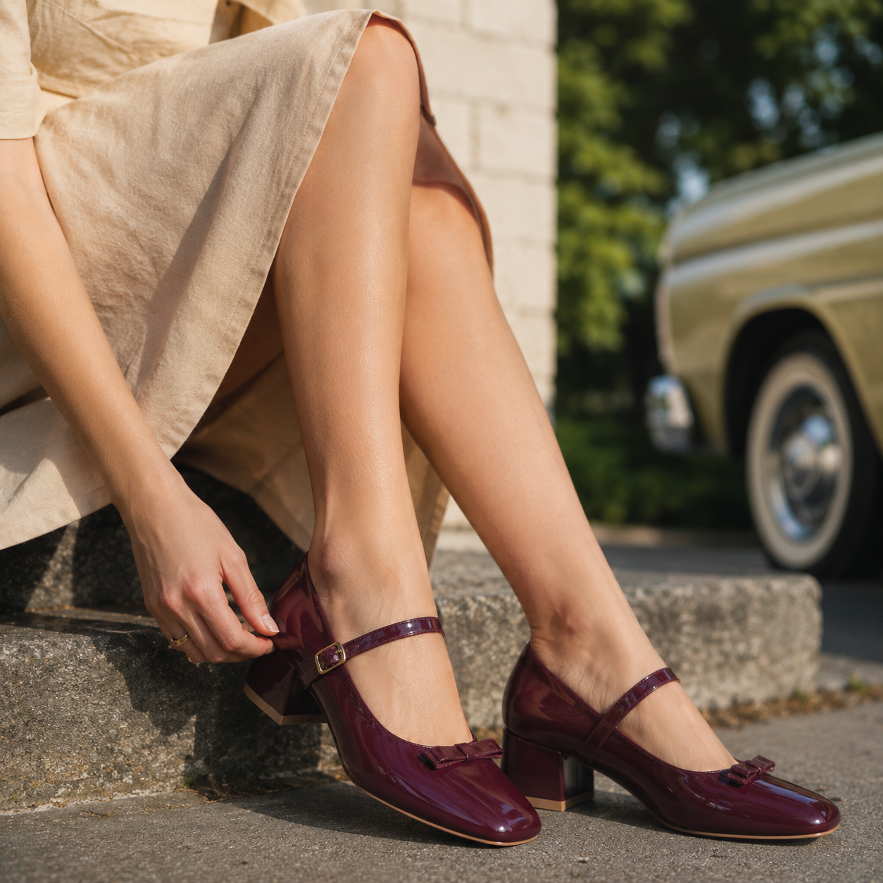 Marlyn Patent Mid Heel Mary Jane Strap Shoe