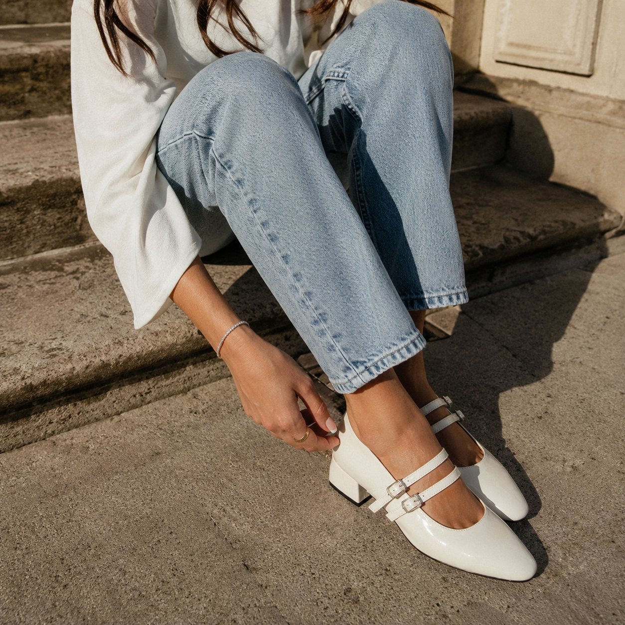 Beryl Patent Mary Jane Block Heel Strap Shoe