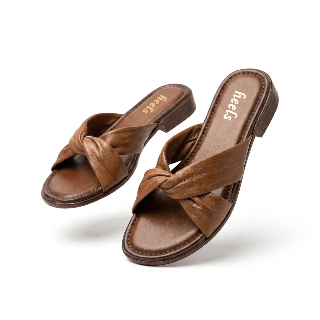 Yaba Leather Soft Napa Cross Flat Sliders