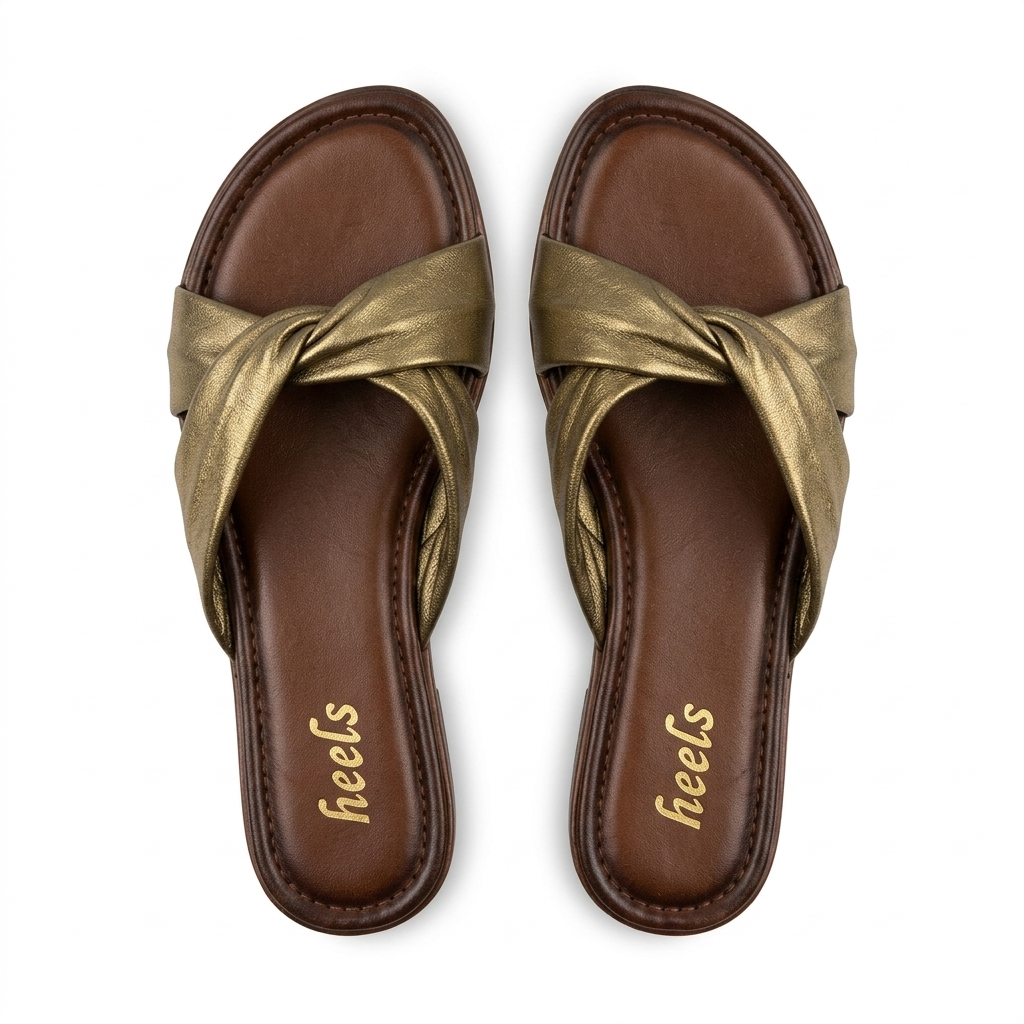 Yaba Leather Soft Napa Cross Flat Sliders