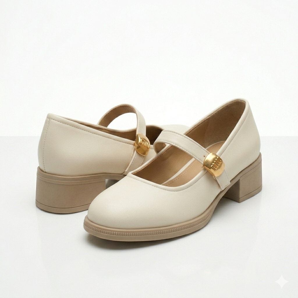 Menzy Premium Mary Jane Block Heel Loafers