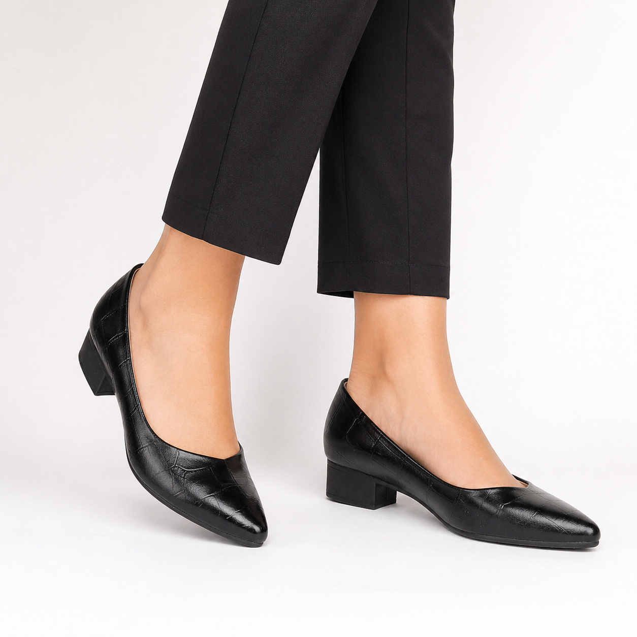 Chloe Croco Pointed Mid Heel Ballerinas - The Heels India