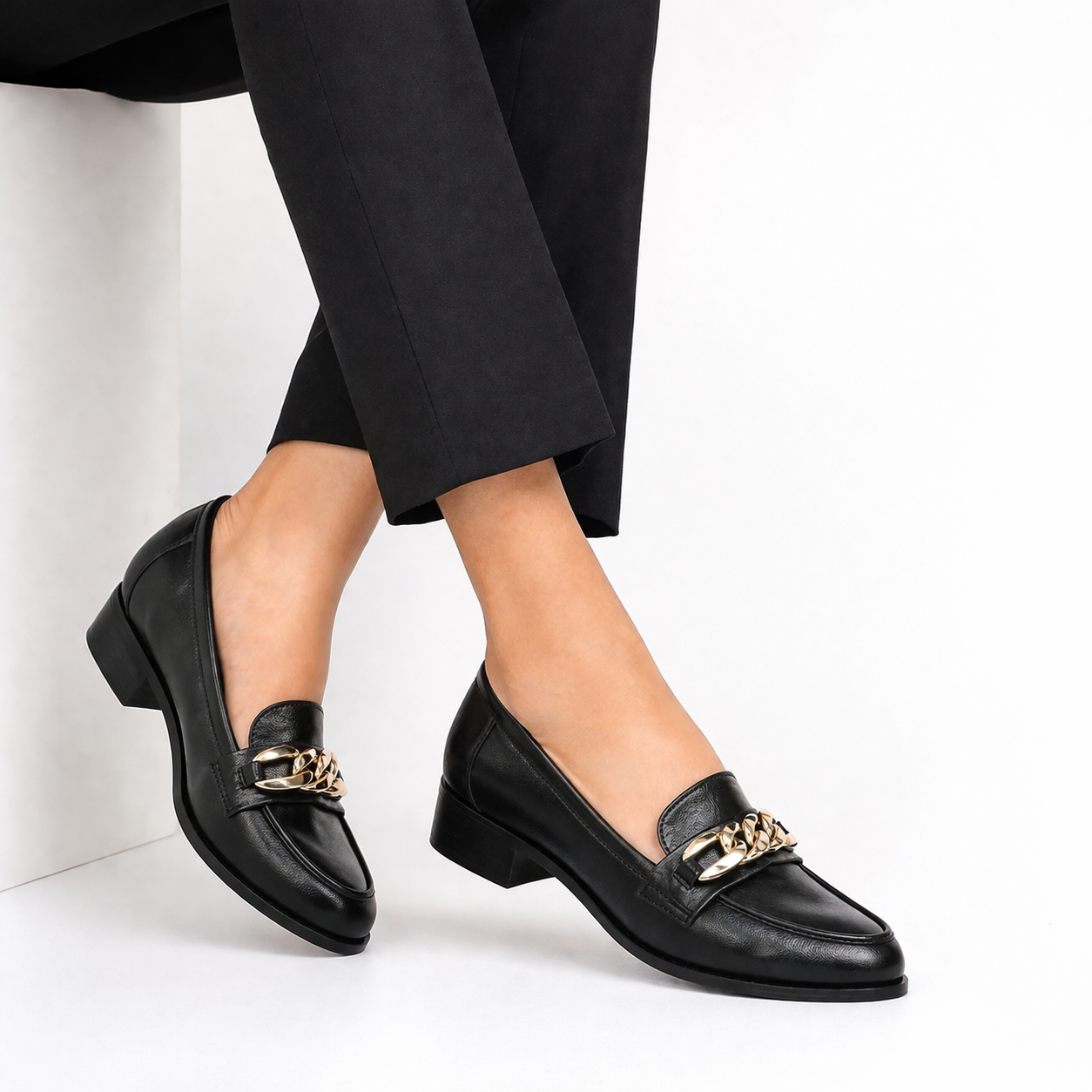 NORA Premium Leather Mid Heel Formal Loafers