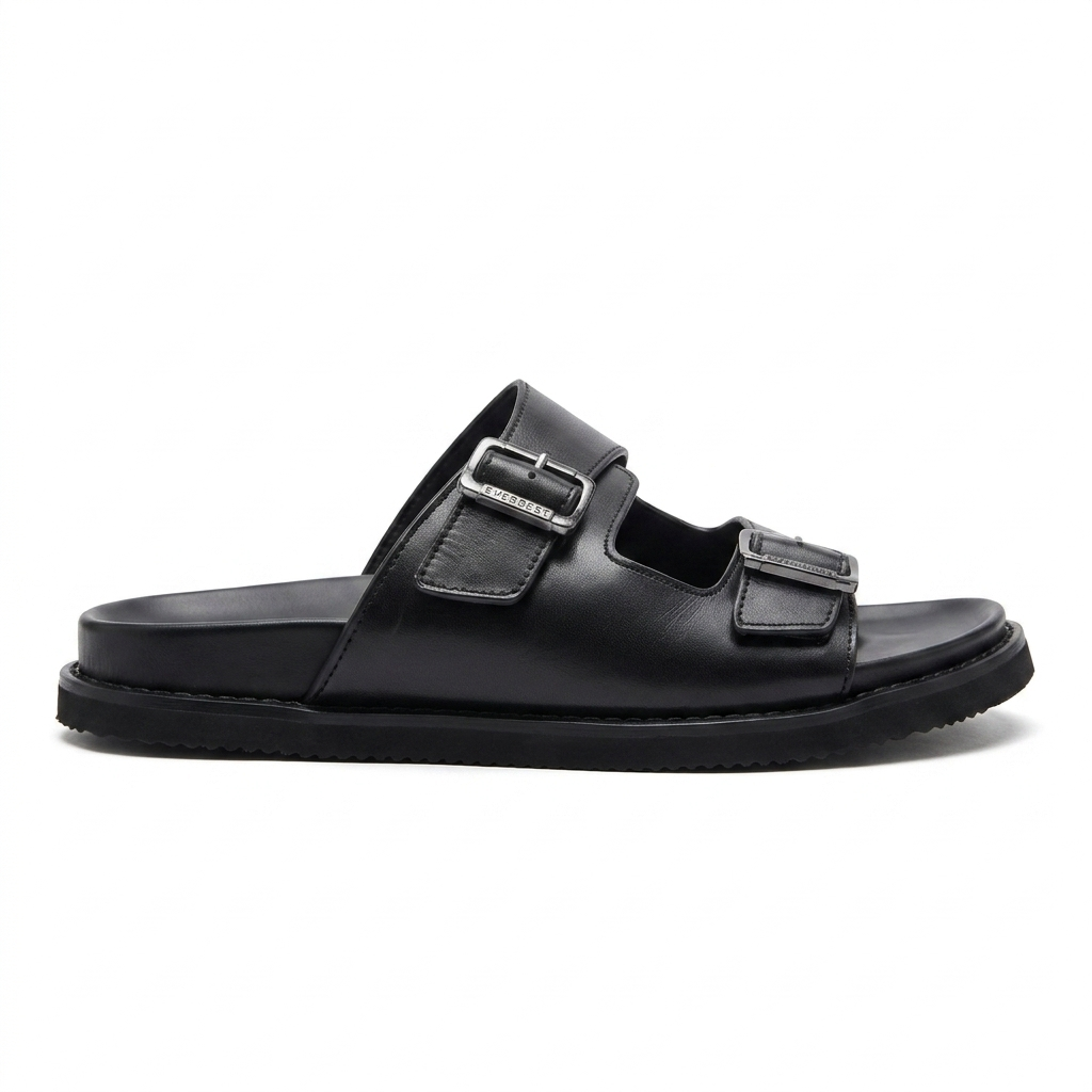 Kai Premium Leather Double Strap Sliders