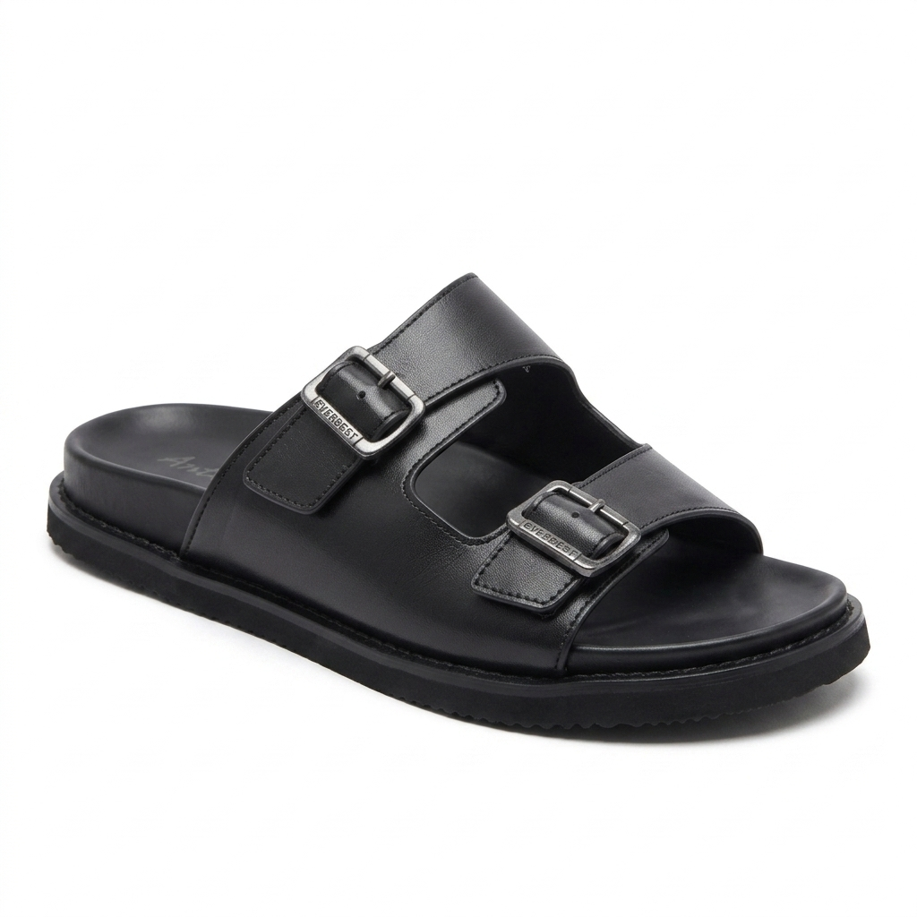Kai Premium Leather Double Strap Sliders