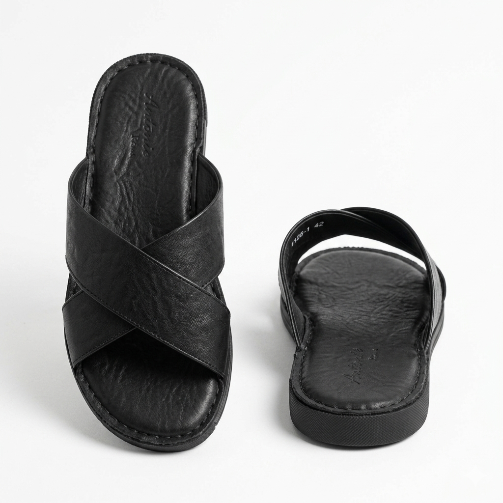 Erling Premium Leather Double Strap Cross Slippers