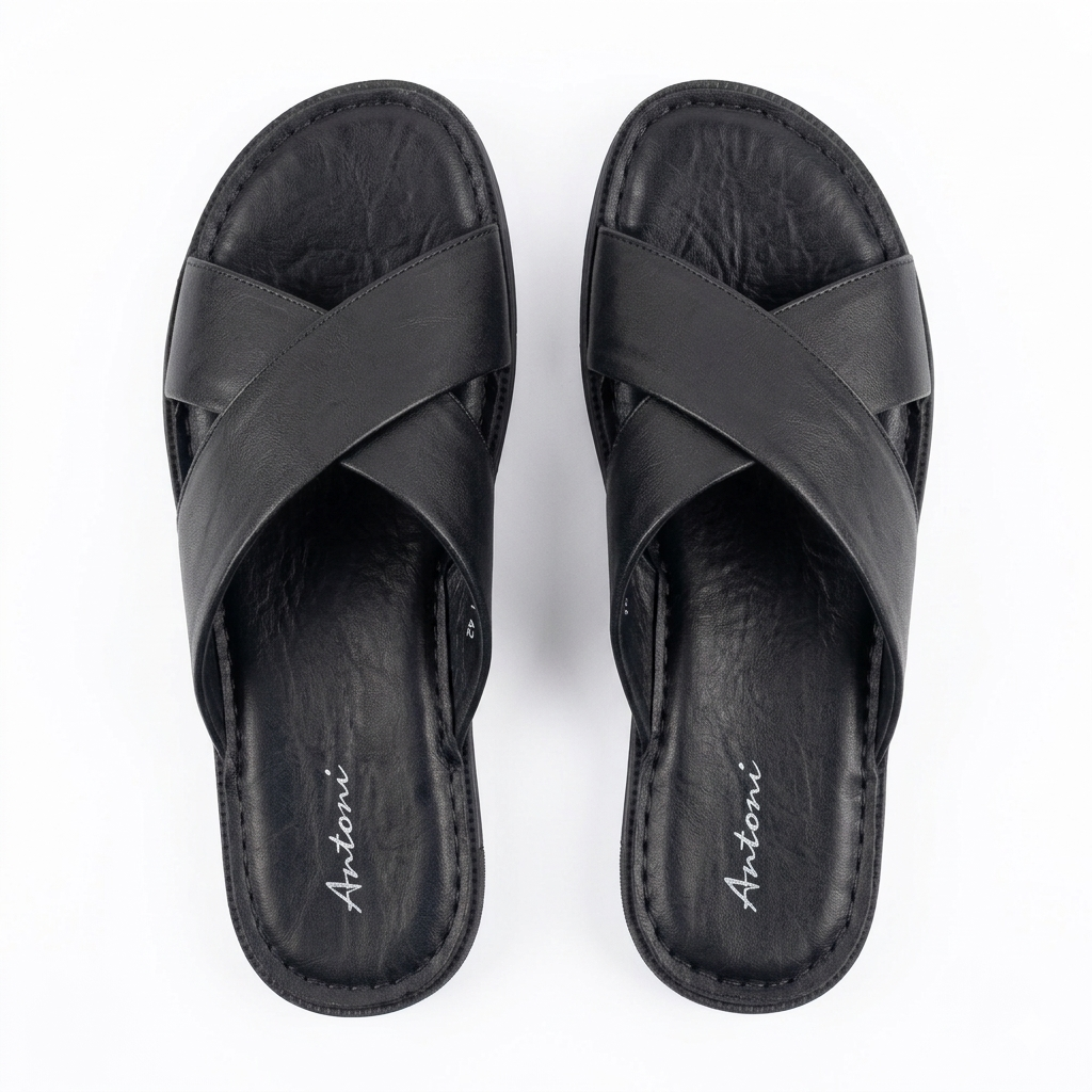 Erling Premium Leather Double Strap Cross Slippers