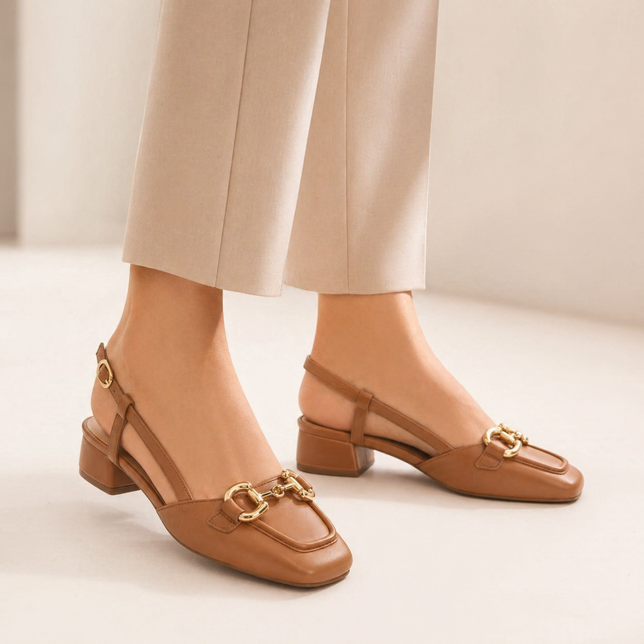 Majestic Premium Leather Sling Back Heels - The Heels India