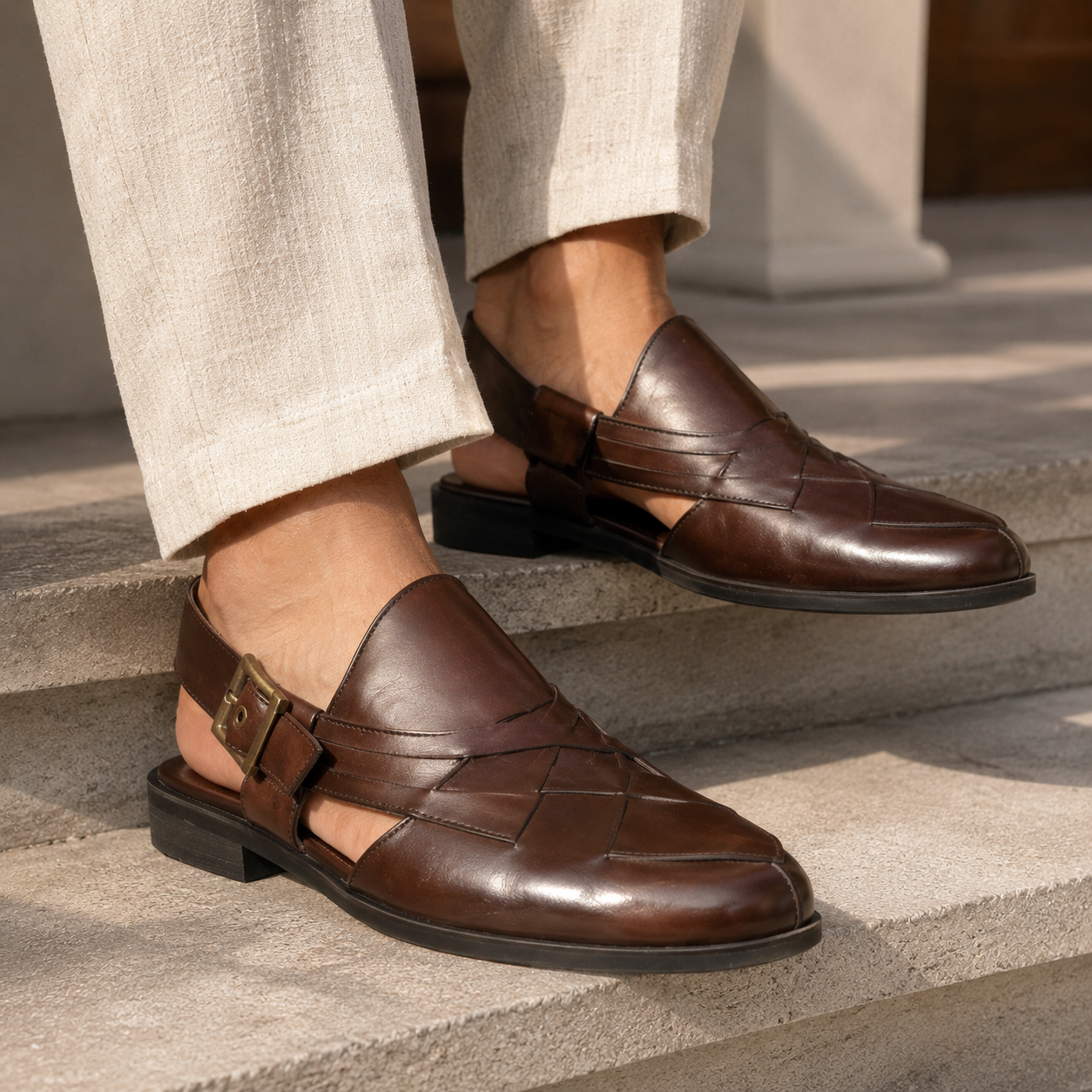Declan Leather Ethnic Peshawari Sandals