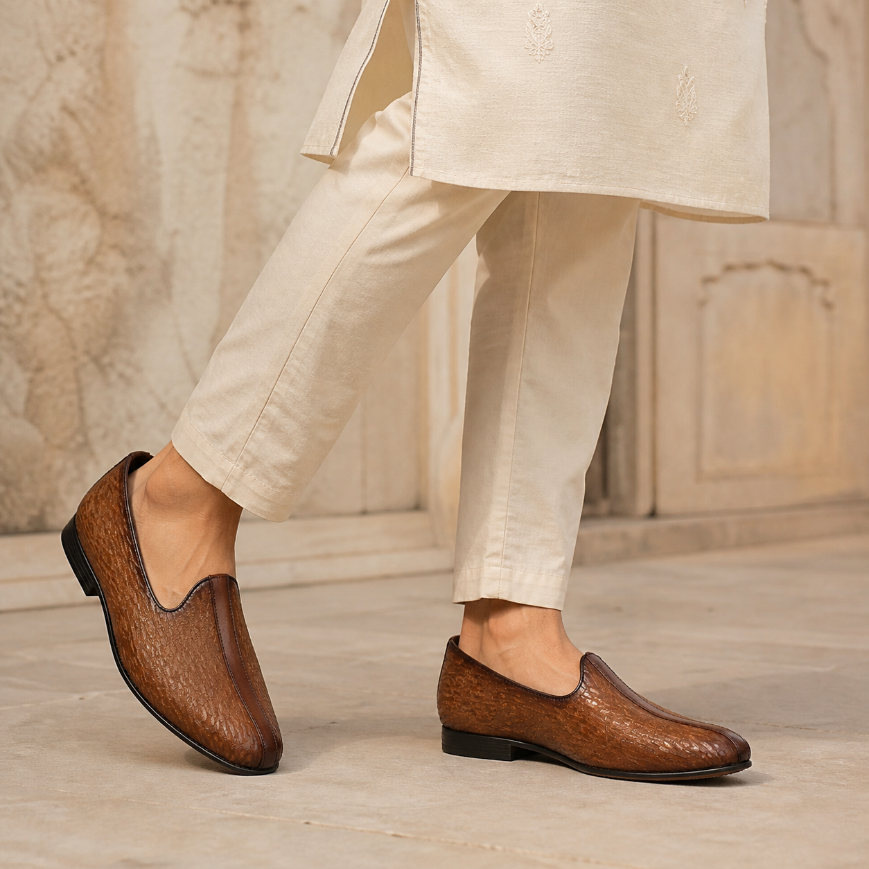 Mehraj Ethnic Leather Juttis - The Heels India