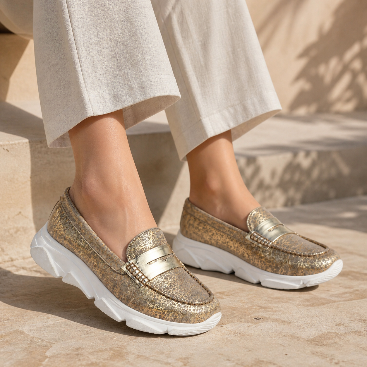 Cotton Chunky Penny Sneakers - The Heels India