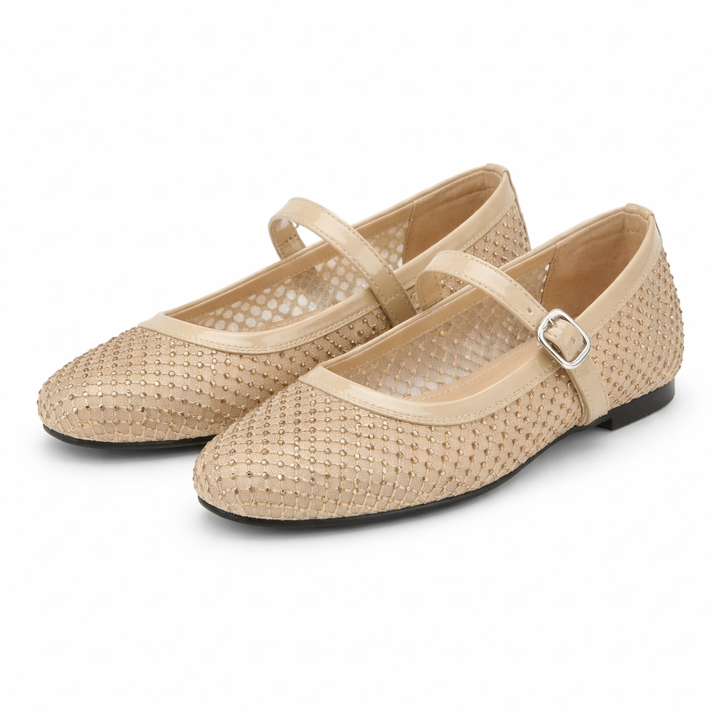 Olivia Premium Mesh Flat Mary Jane Ballerinas