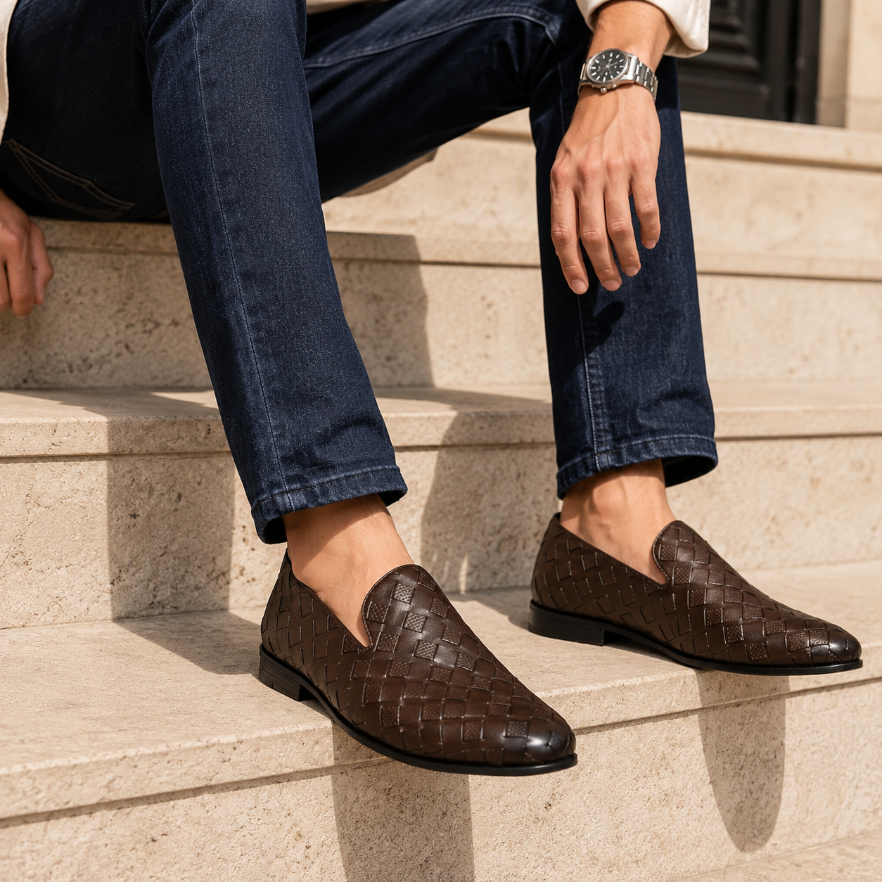 Dahmer Leather Quilted Loafers - The Heels India