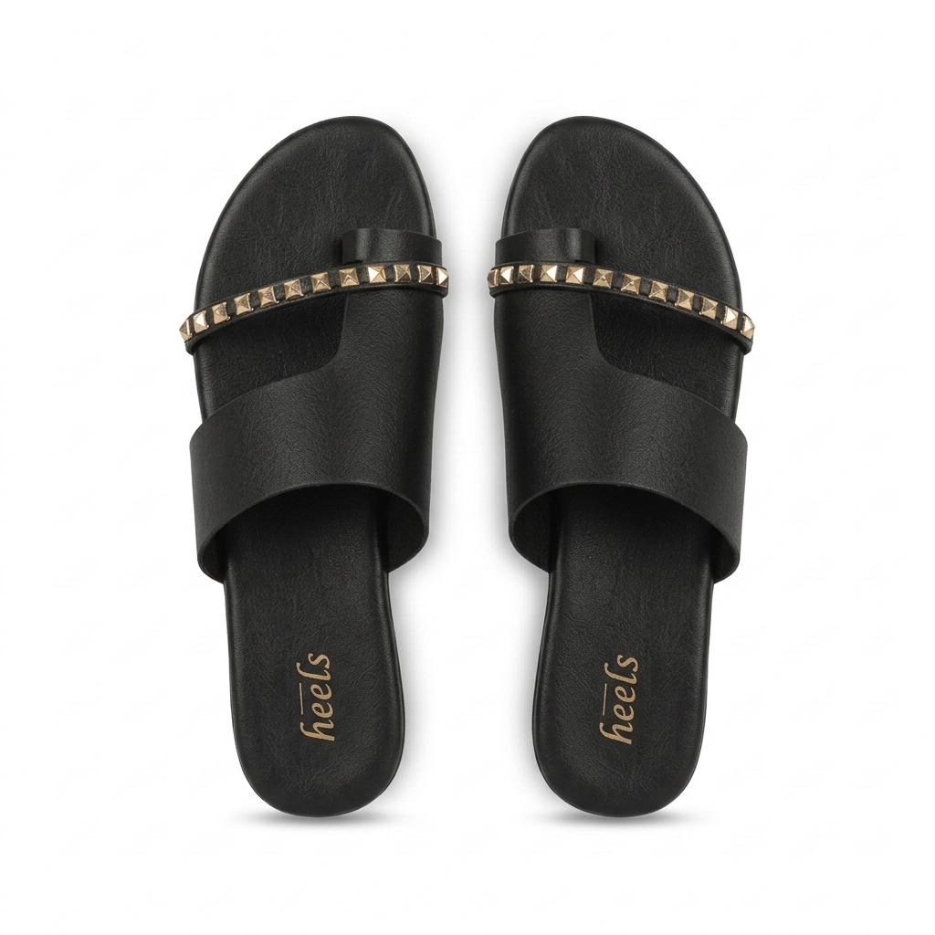 Sorrento Studded Strap Thumb Flat Siders - The Heels India