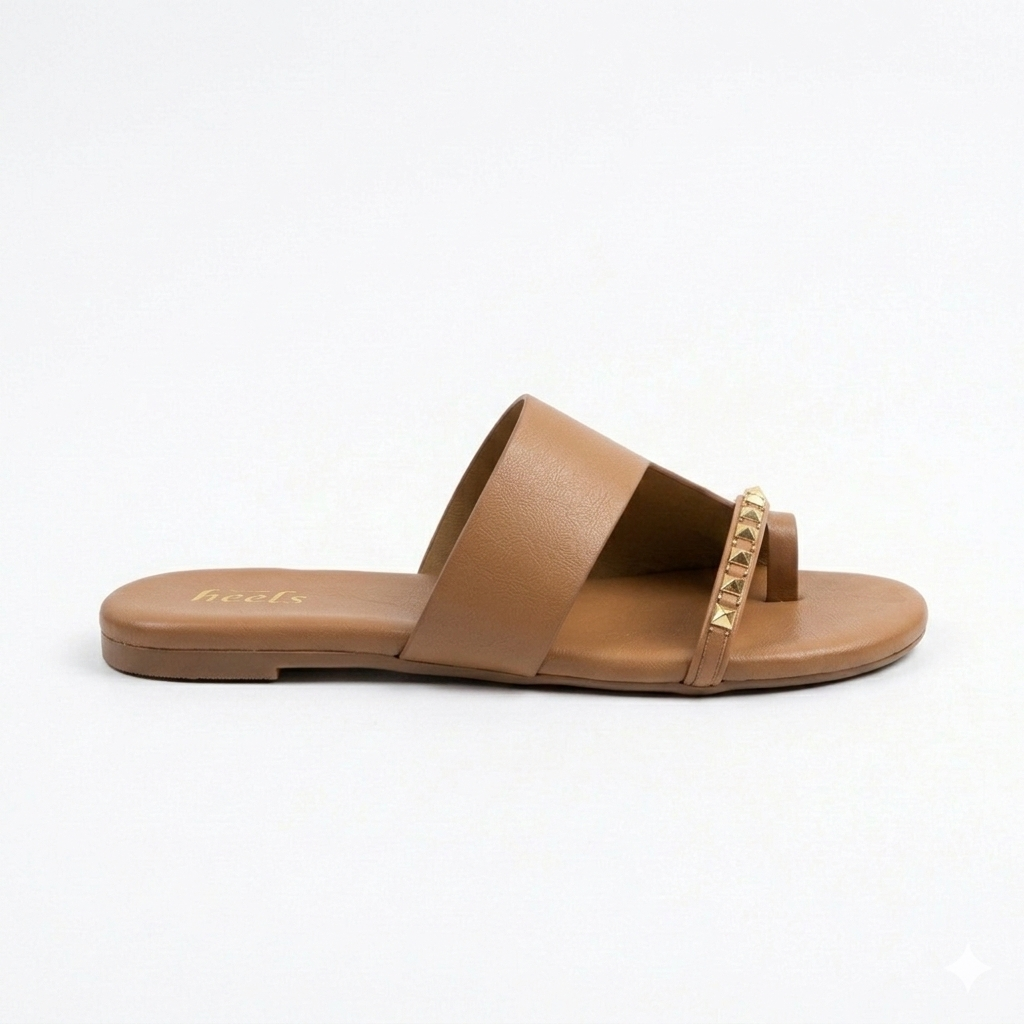 Sorrento Studded Strap Thumb Flat Siders