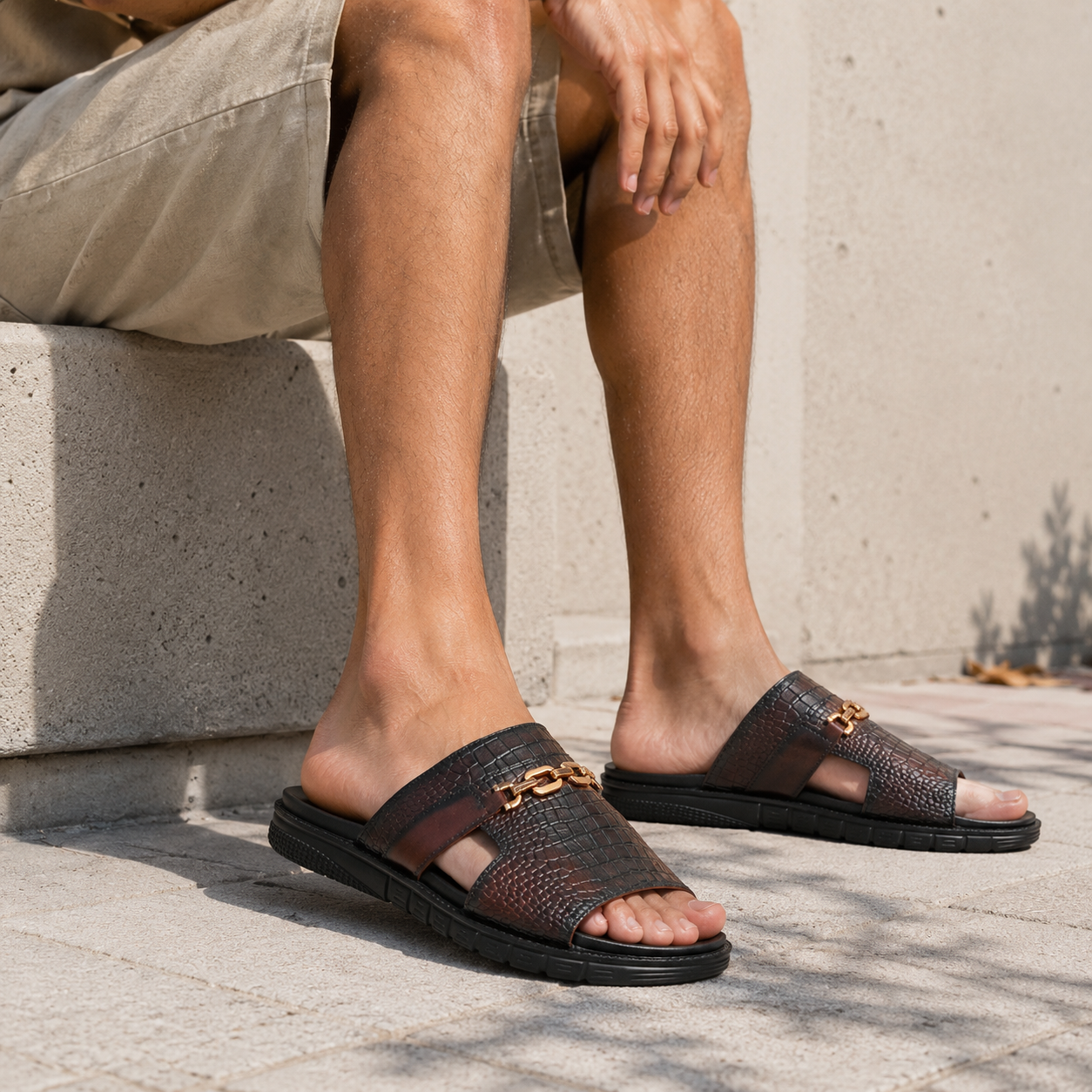 Tuscano Premium Brown Leather Slippers