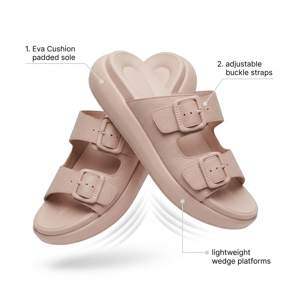 Moreau Comfort Double Strap Chunky Sliders