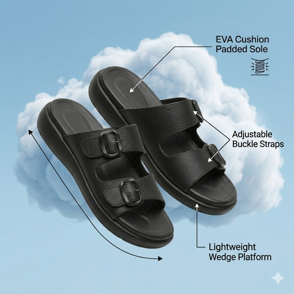 Moreau Comfort Double Strap Chunky Sliders