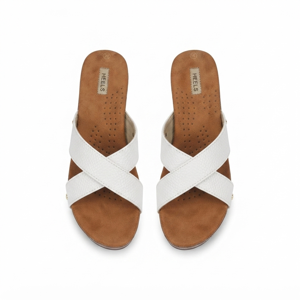 Divera Cross Cushioned Wedge Slippers
