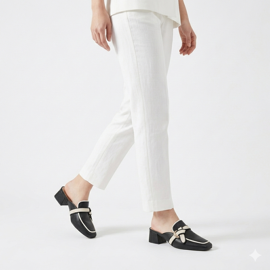 Camila Premium Back Open Block Heel Mules