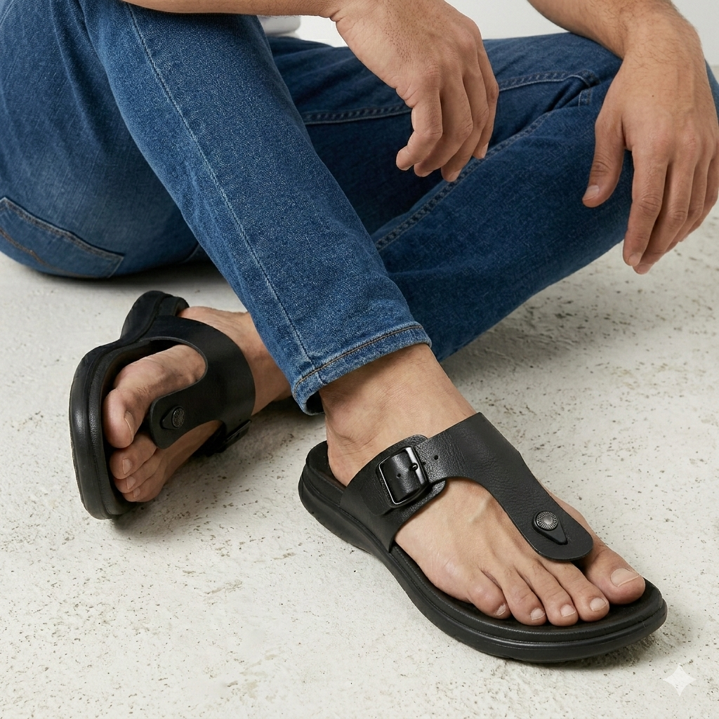 Piquè Leather Cushion Slippers - The Heels India