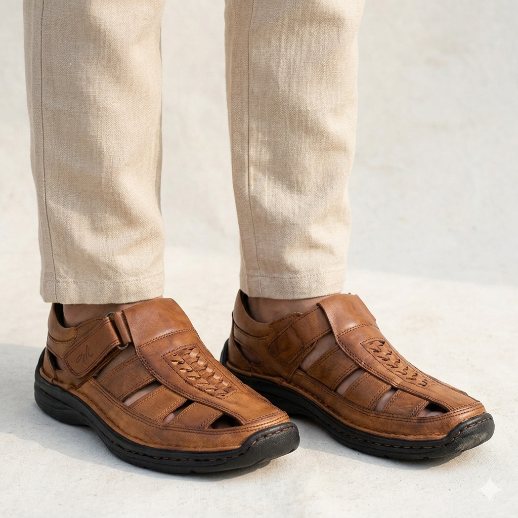 Kieran Leather Roman Sandals - The Heels India