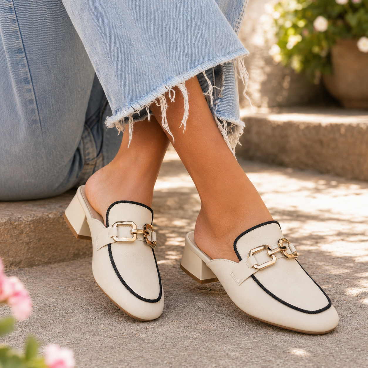 Sakura Premium Back Open Block Heel Mules - The Heels India