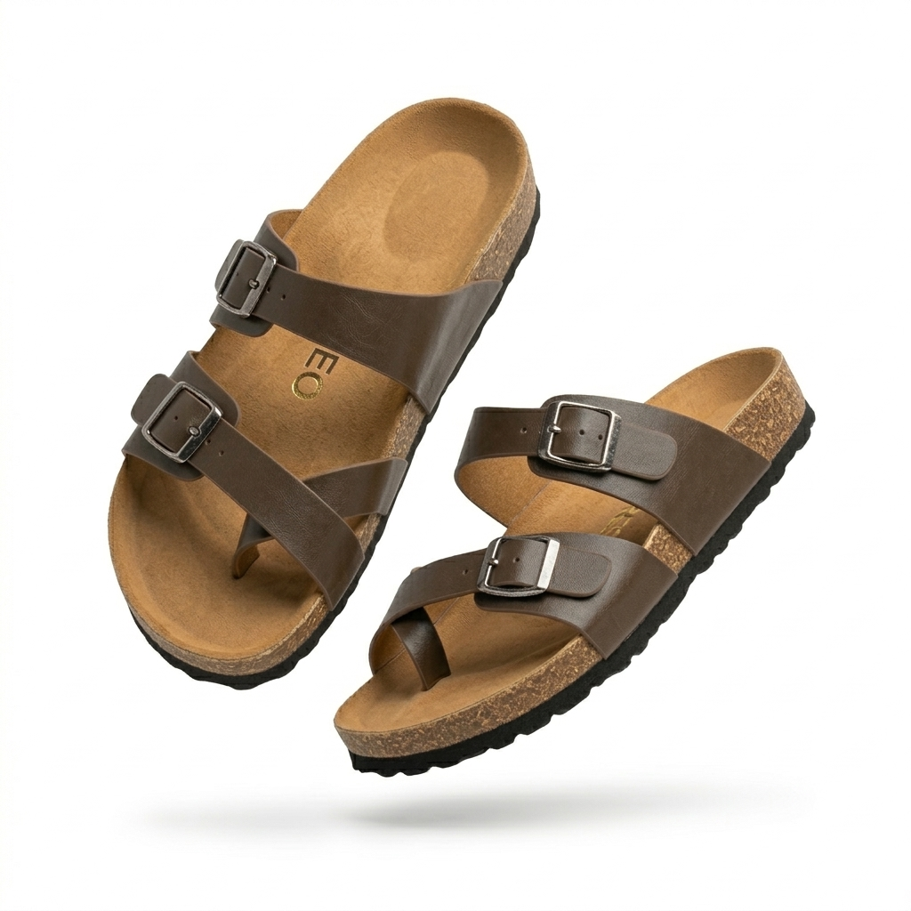 Camila Thumb Strap Cork Summer Sliders - The Heels India