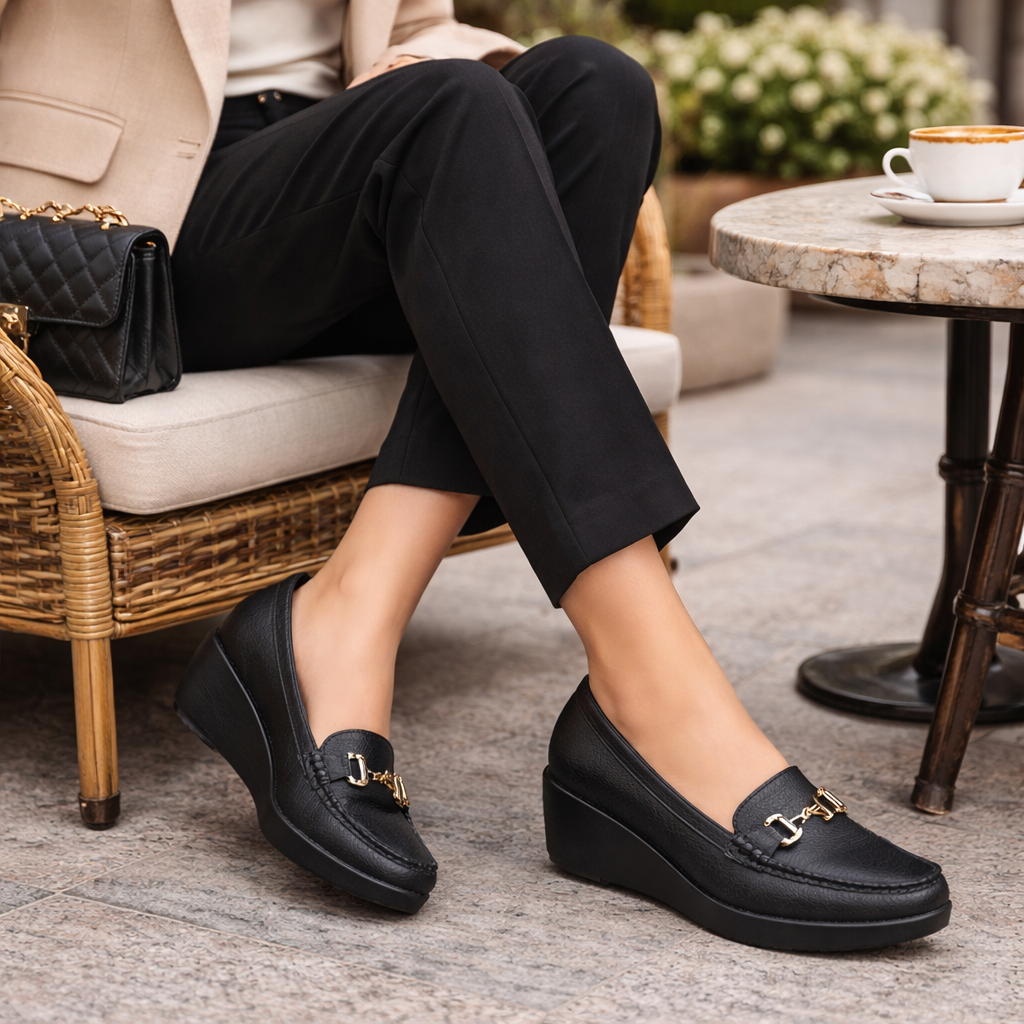 Renard Cushioned Wedge Heel Loafers - The Heels India