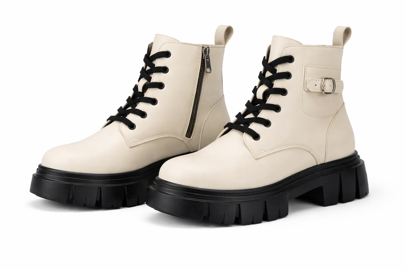 Marcia Chunky Vegan Leather Lace Up Derby Boots