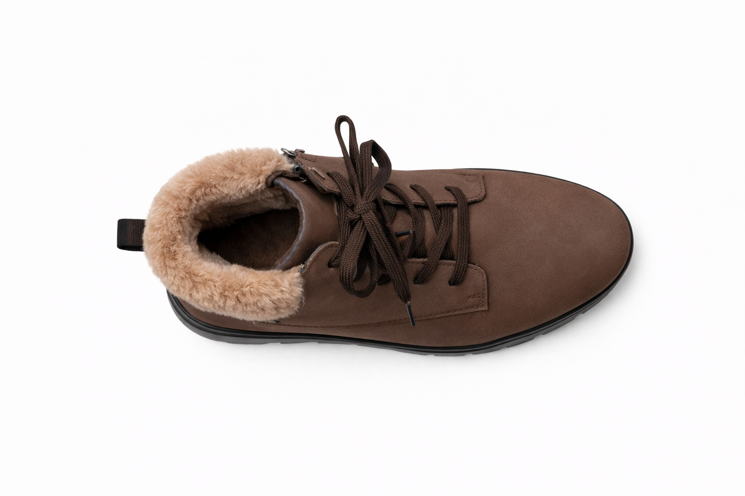 Rachel Fur Wedge Vegan Leather Lace Up Derby Boots