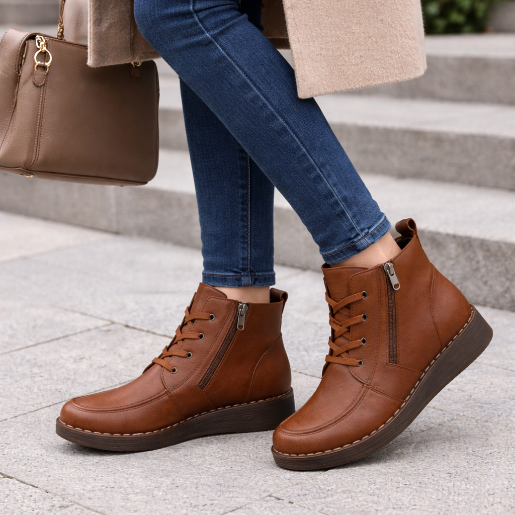 Liza Leather Ankle Lace up Boots