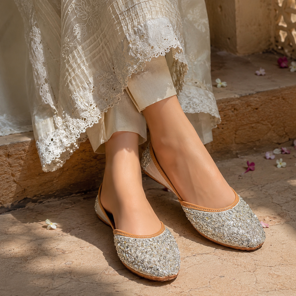Zehra Handcrafted Leather Juttis - The Heels India