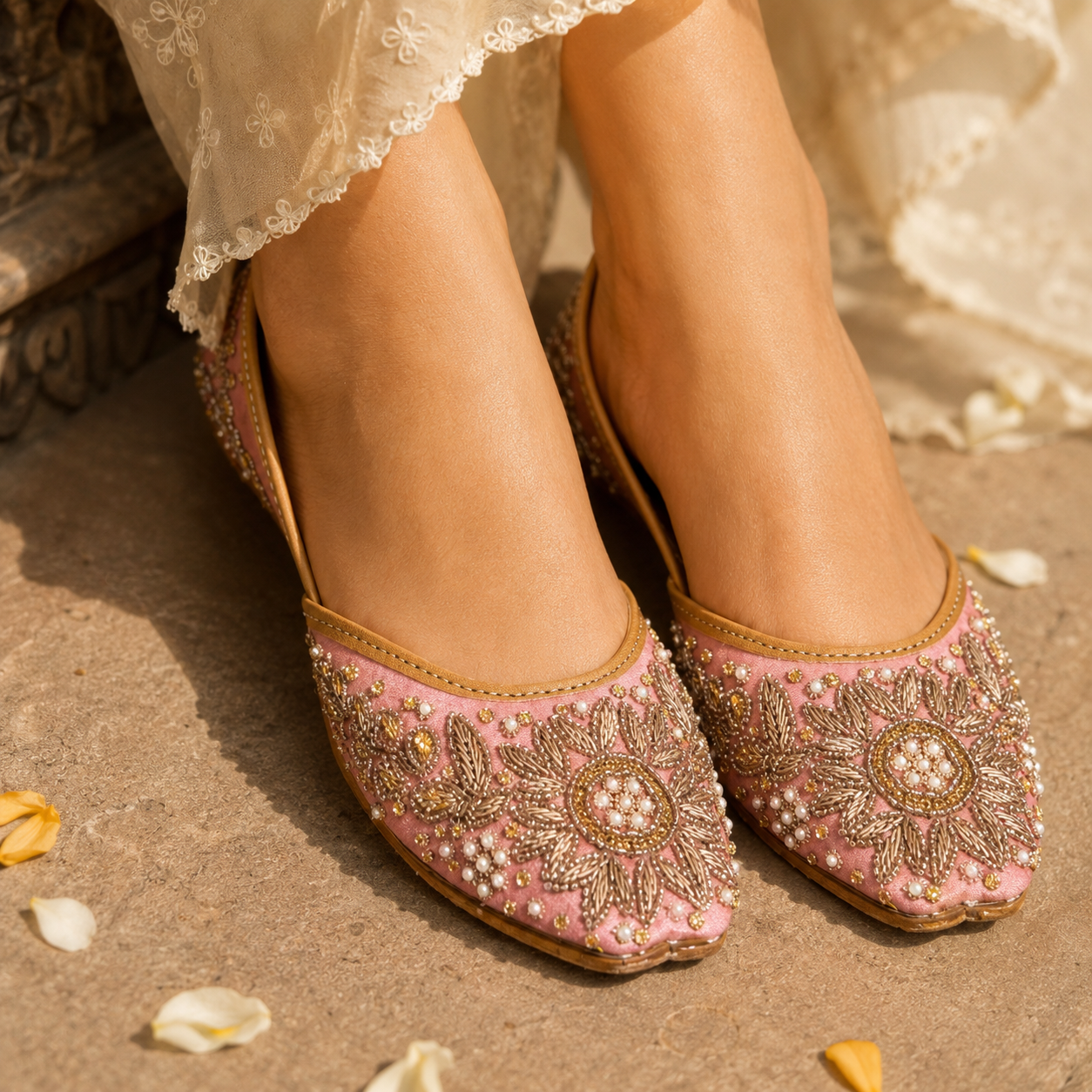 Mehreen Handcrafted Leather Juttis - The Heels India
