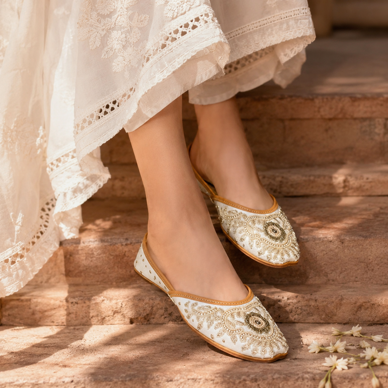 Yasmin Handcrafted Leather Juttis - The Heels India