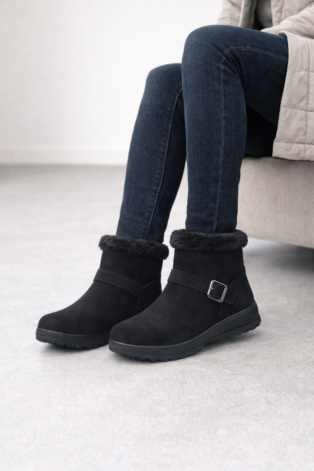 Costara Suede Fur Ankle Boots
