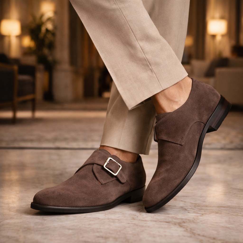 Salvatore Suede Leather Monk Strap - The Heels India