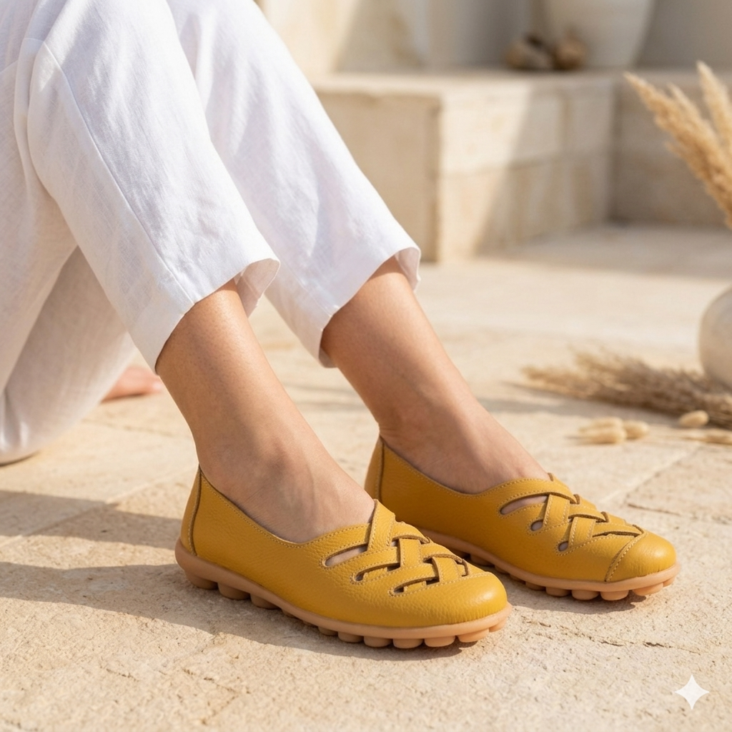 Zuri Criss Cross Comfort Leather Loafers - The Heels India