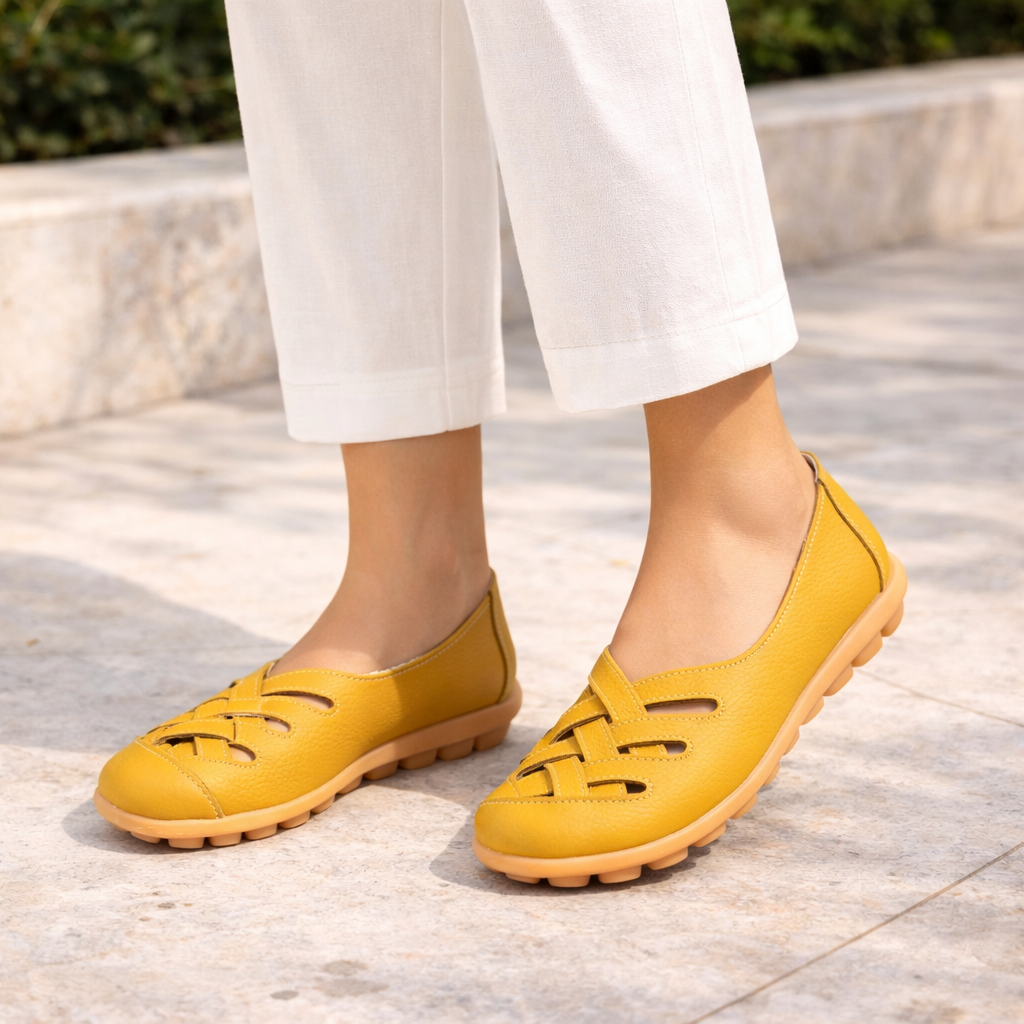 Zuri Criss Cross Comfort Leather Loafers - The Heels India