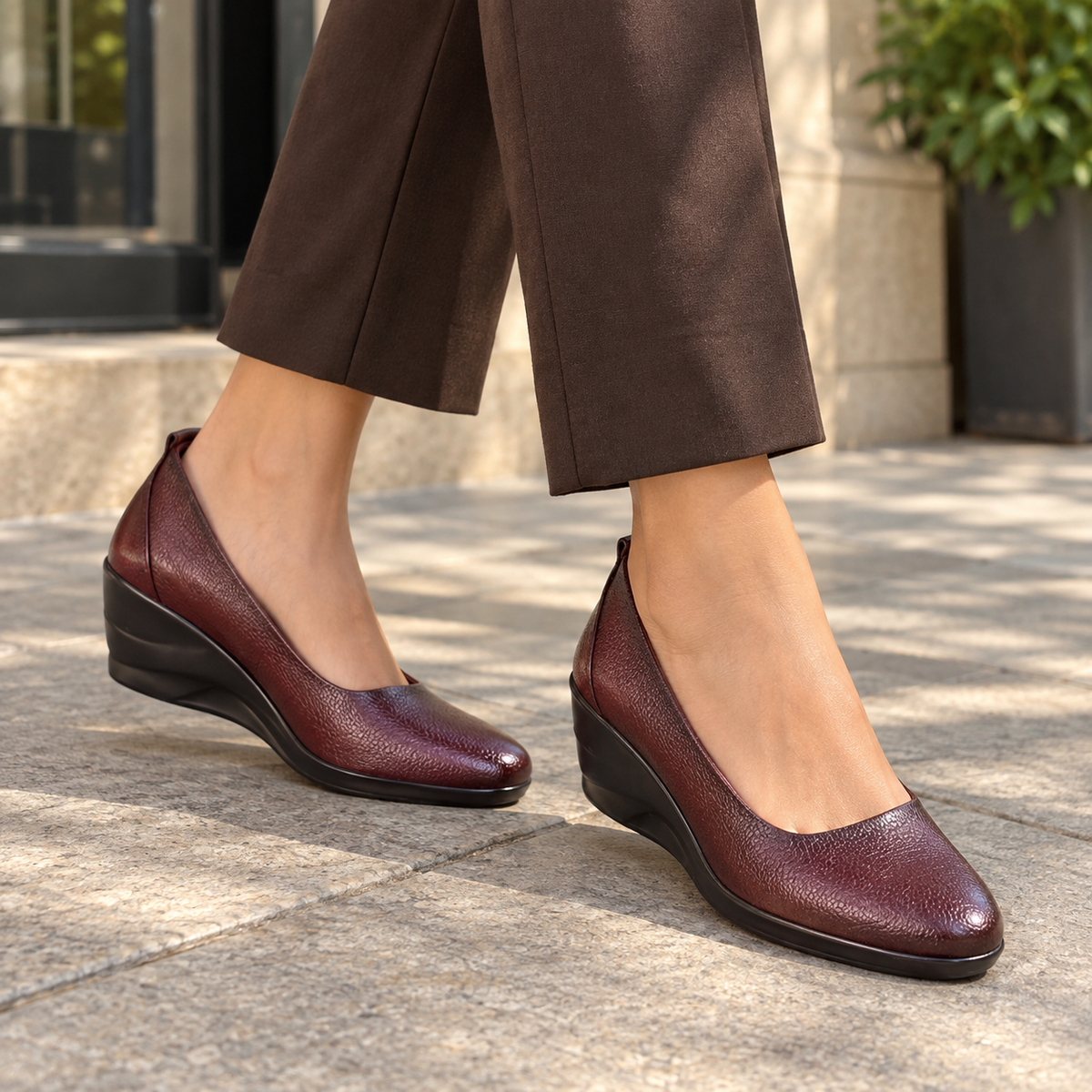 Jessie Leather Everyday Wedge Ballerinas