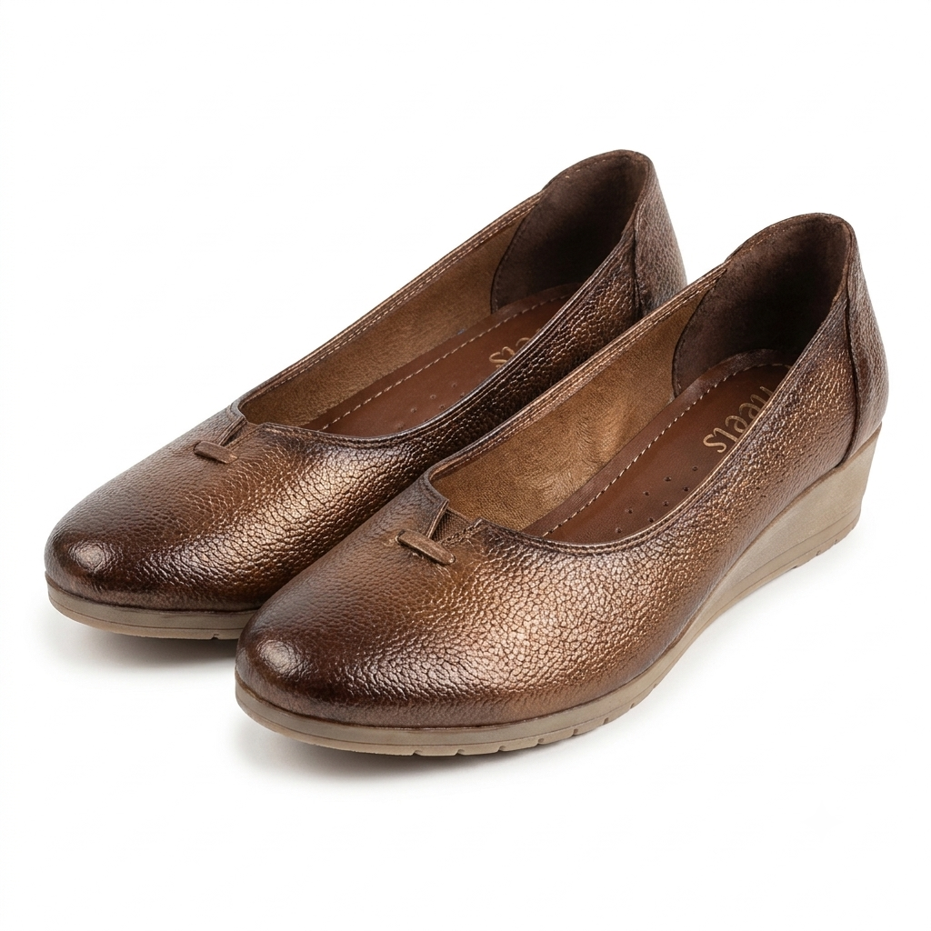 Kylie Leather Everyday Wedge Ballerinas