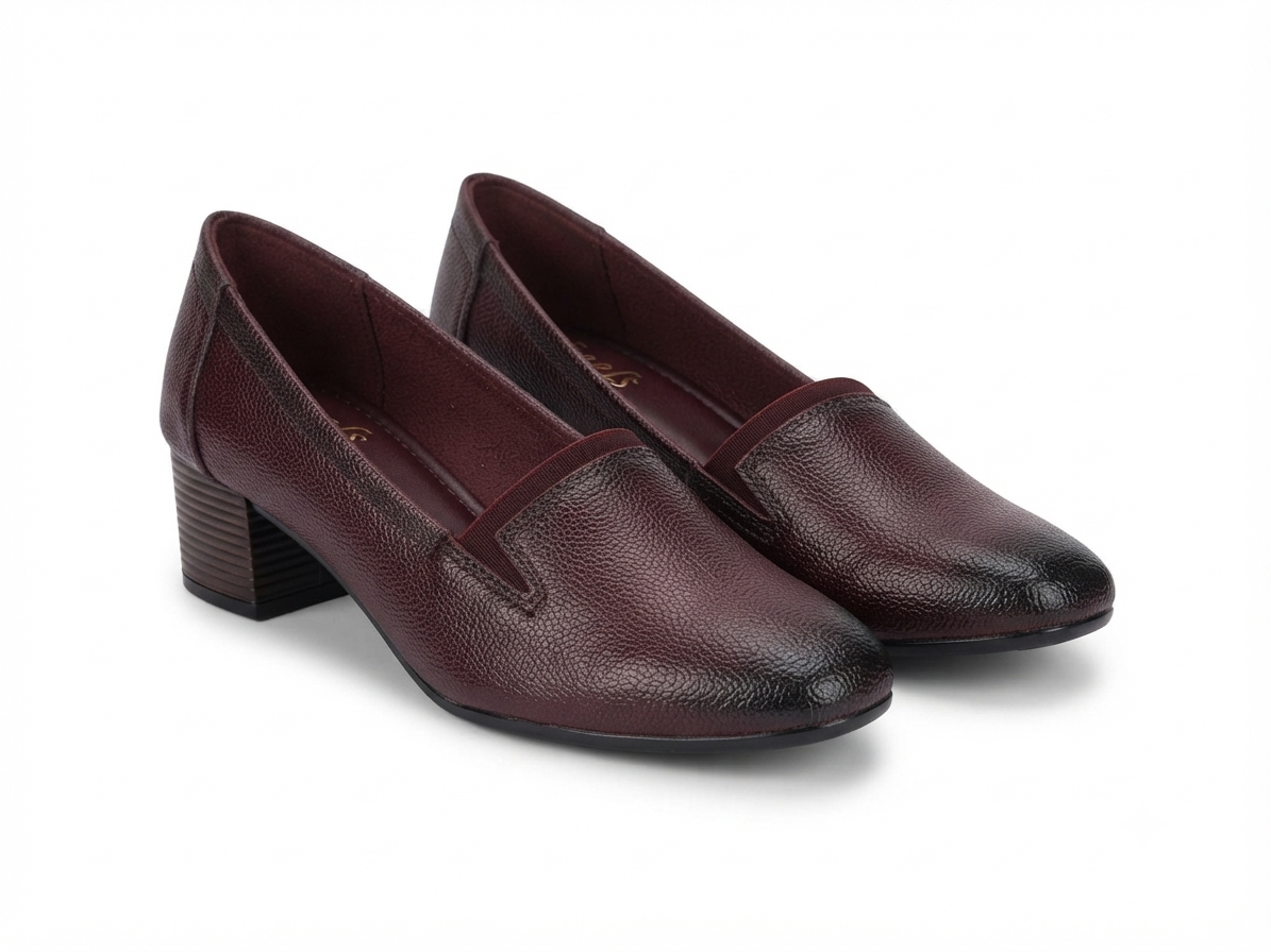 Lisbon Leather Block Heel Ballerinas