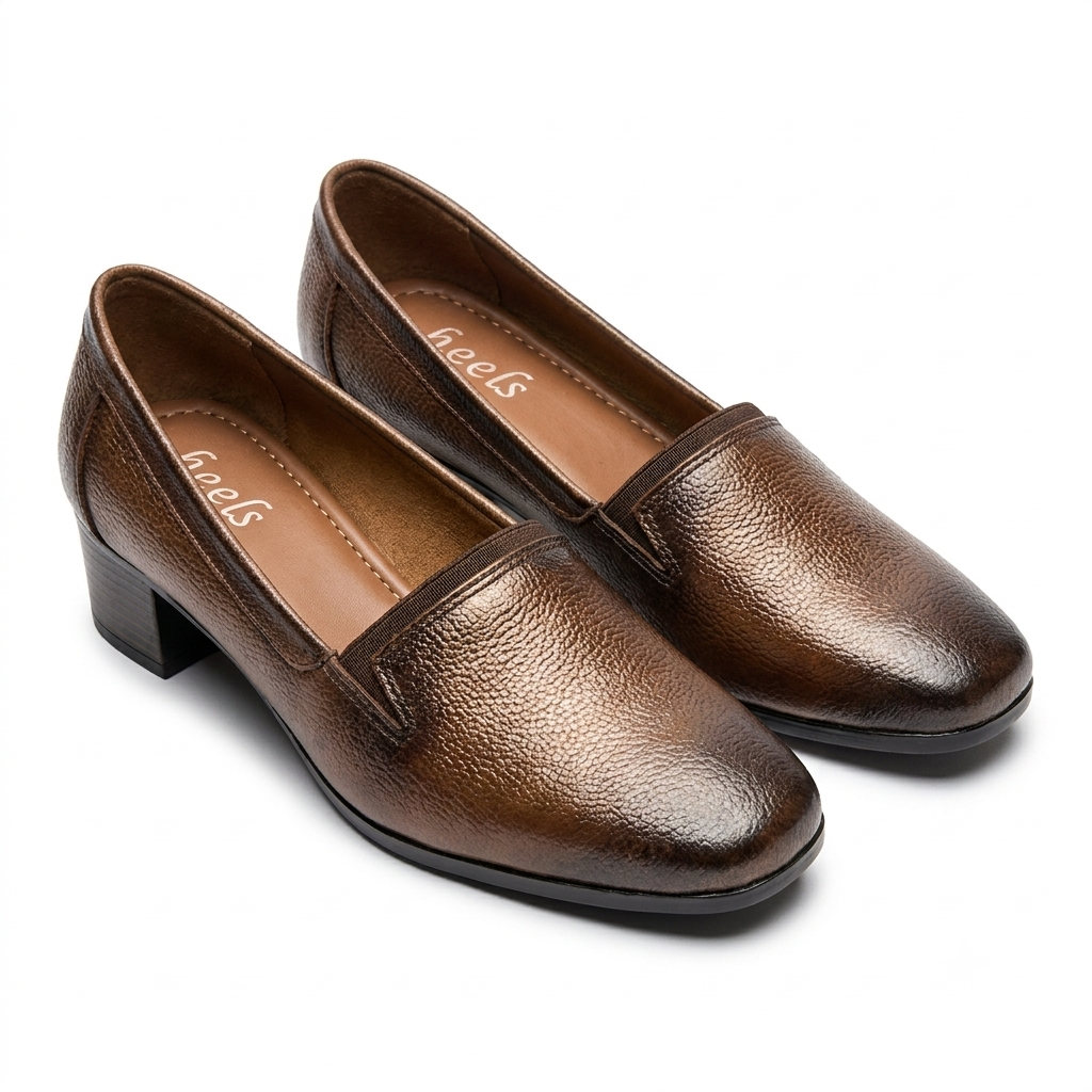 Lisbon Leather Block Heel Ballerinas