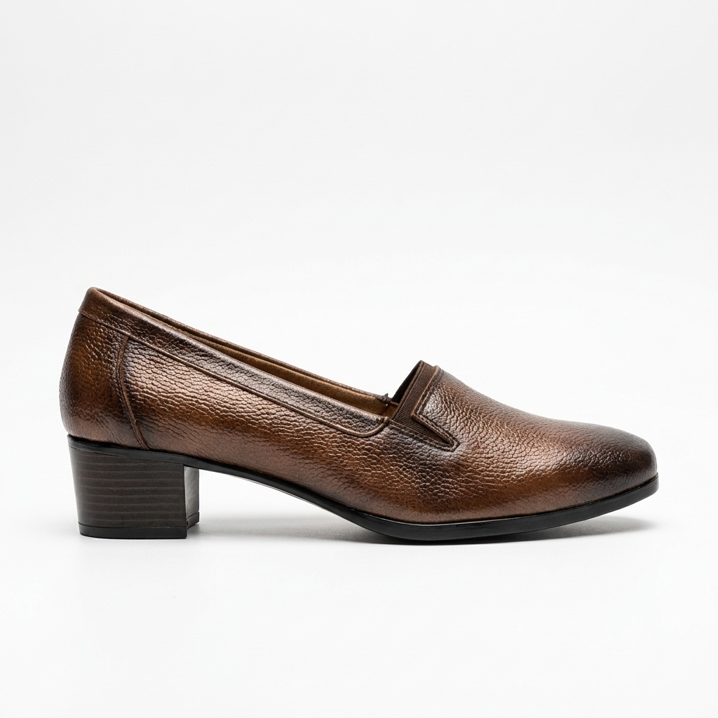 Lisbon Leather Block Heel Ballerinas