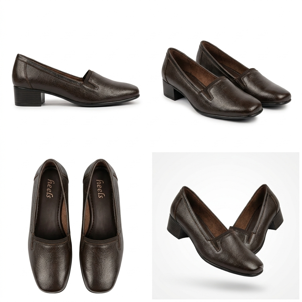 Lisbon Leather Block Heel Ballerinas